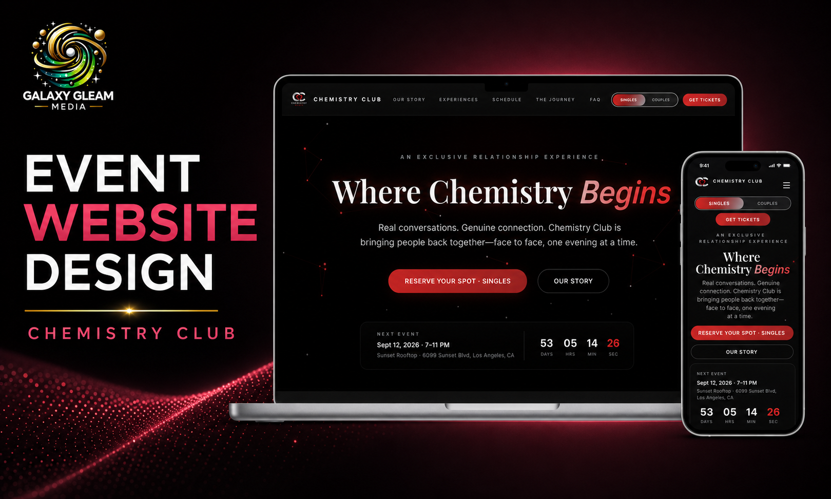 Chemistry Club event website shown on desktop and mobile